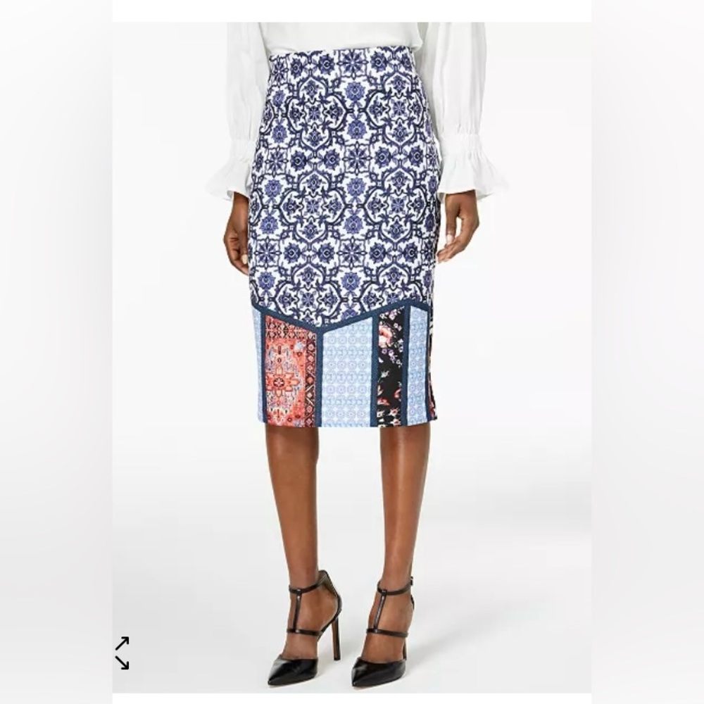 Eci mixed print pencil skirt